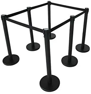 

6PCS black Belt Retractable Belt Queue Barrier Post System Stanchions Sign for Sale