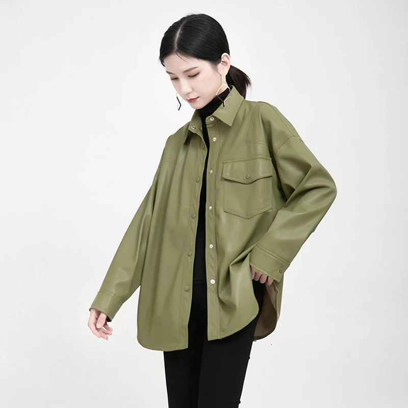 TWOTWINSTYLE, винтажные женские Куртки из искусственной кожи, воротник с лацканами, длинный рукав, Осень-зима, пальто для женщин, модная одежда Tdie