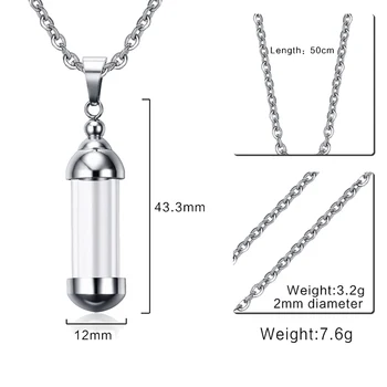 

2Pcs Girl Stainless Steel Clear Glass Tube Perfume Bottle Necklace