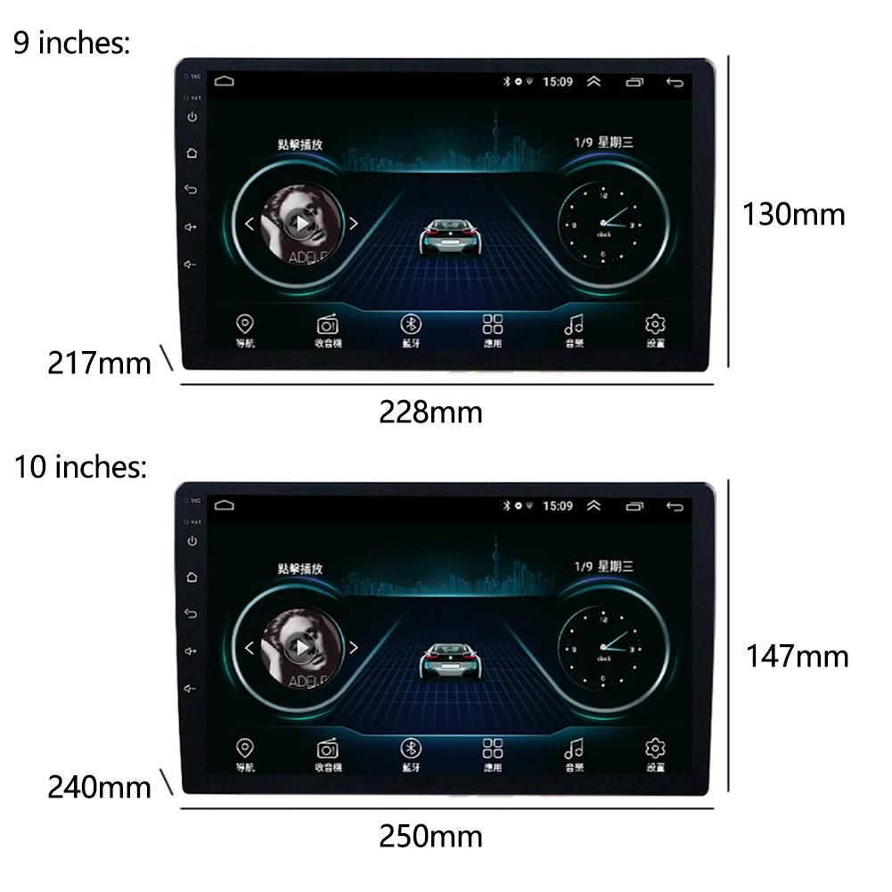 

9 Inch Touch Screen Bluetooth Map HD Android 8.1 GPS Navigator Multiple Languages Universal Easy Install Car FM LCD Display WIFI
