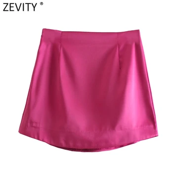 Zevity Women High Street Solid Color Side Zipper Sexy Mini Skirt Faldas Mujer Ladies Light Soft Casual Slim Chic Vestidos QUN765 1