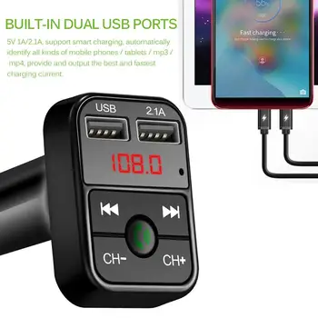 

Hot Onever Bluetooth FM Transmitter Car MP3 Audio Music Player Dual USB Radio Modulator Car Kit HandsFree With 5V 2.1A USB Charg