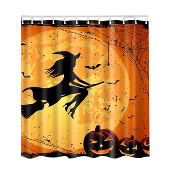 

Shower Curtains Fashion Custom Halloween Pumpkin Tree Chicken Pattern Polyester Waterproof Fabric 180*180cm Shower Curtains