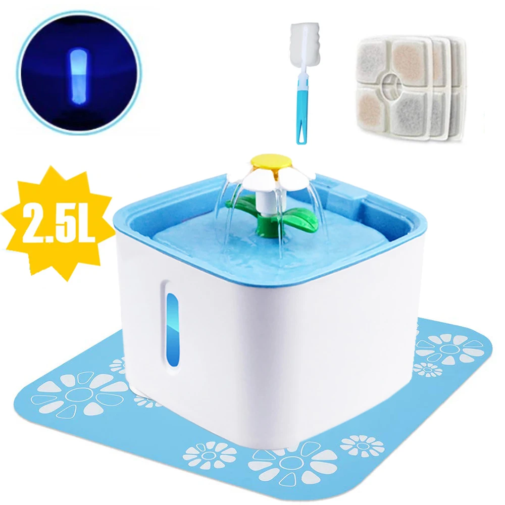 

Automatic Cat Water Fountain Dog Feeders 2.5L LED Lighting Drink Bowl With 3 Pack Carbon Filters Water Dispenser For Cat Pet