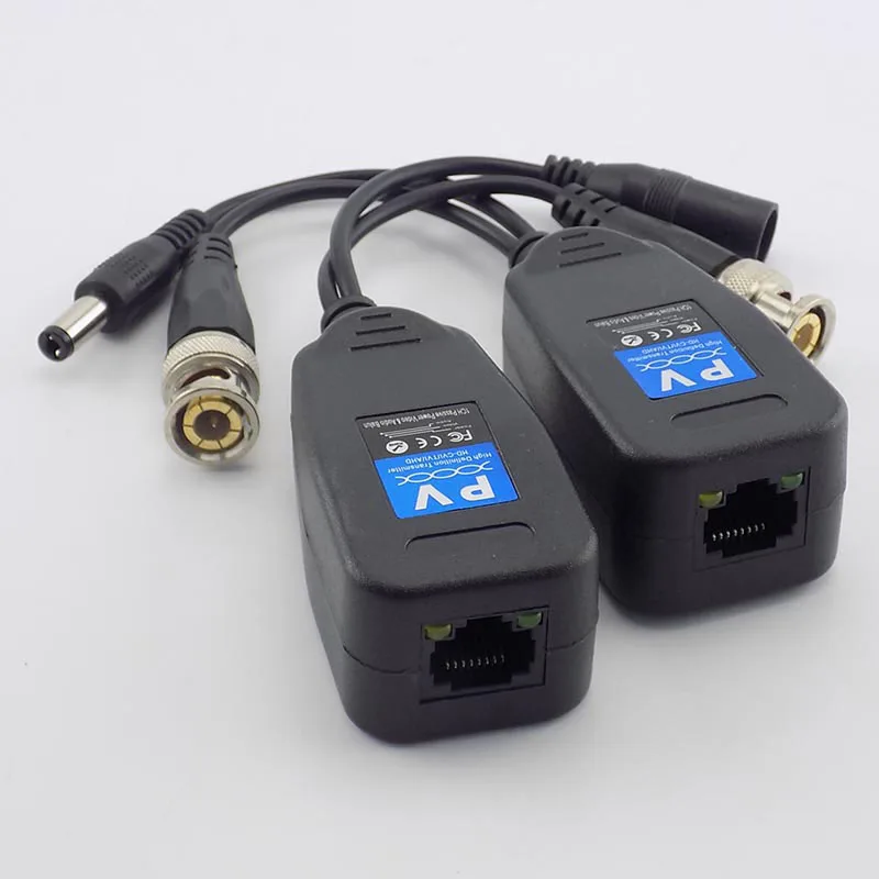  1 Pair(2pcs) Passive CCTV Coax BNC Power Video Balun Transceiver Connectors to RJ45 BNC male for CC - 4.00013E+12