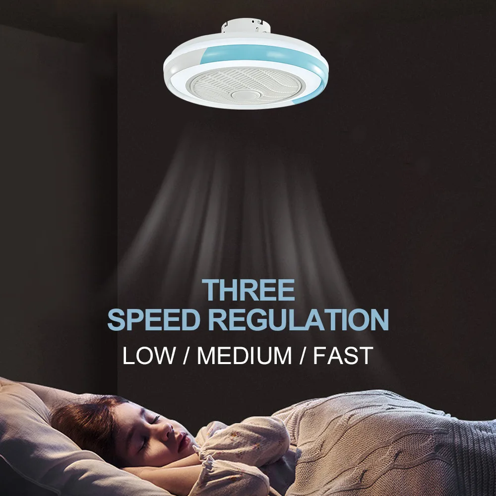 Modern Nordic Simple Ceiling Fan Light Acrylic LED Smart Mute Remote Dimming AC 220V Children's Bedroom Ceiling Light