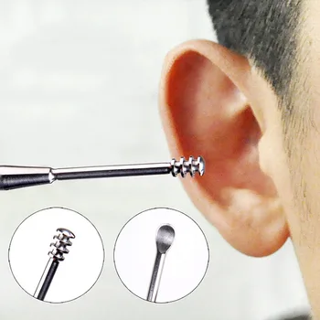 

Double-ended Stainless Steel Spiral Ear Pick Spoon Ear Care Tool Removal Ear Healthy Cleaner Care Wax P7Z4