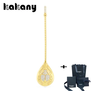 

Kakany 2020 New High-quality Fashion Copper Yellow Gold Color Scarab Long Earrings Pave Zirconia Female Brand Party Jewelry