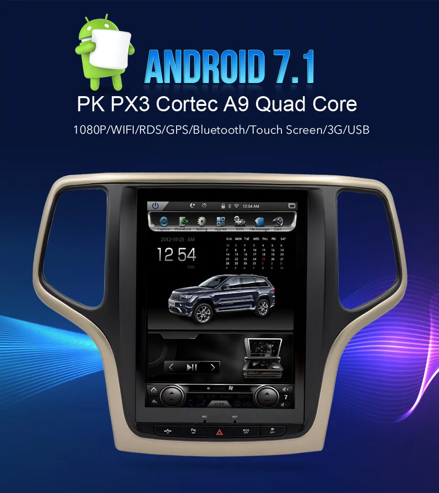 Cheap 10.4" Vertical Screen Android 7.1 Car Radio For Jeep Grand Cherokee 2013-2016 Auto Audio GPS Navigation Multimedia Player Stereo 2