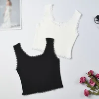 ace Trim Tank Top Solid Color Knit Bottoming Vests Fashion Trendy Women's Camisoles Crop Top - Image 5
