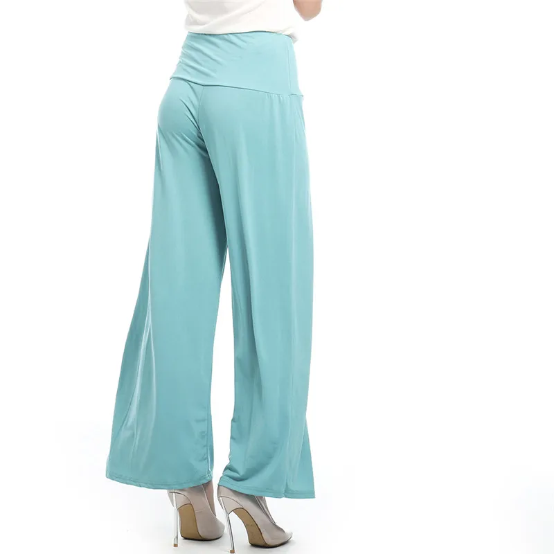 Wide Leg Pants Women New Summer Casual Loose High Solid Color Elastic Waist Harem Pants Loose Elasticated Trousers