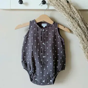 

Pudcoco Newborn Baby Girl Boys Bodysuit Kids Cotton & Linen Jumpsuit One-Pieces Infant Star Full Print Clothes Outfits