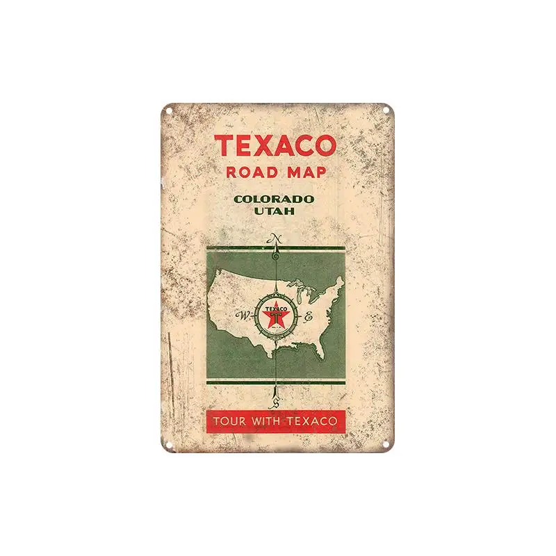 Оранжевый Texaco масло гаража металлическая жестяная вывеска винтажная табличка плакат настенный Кухня Бар паб человек пещера Декор - Цвет: Оранжевый