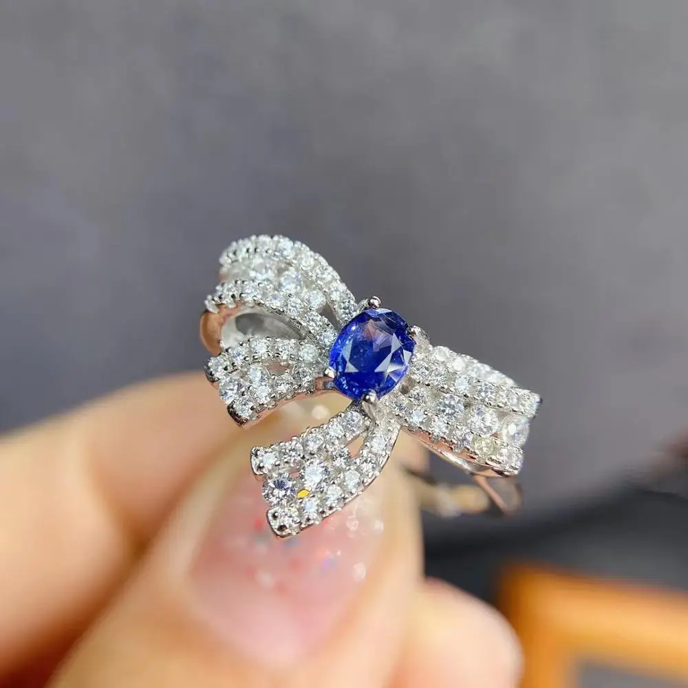 保障できる】 人工ブルーサファイア 925シルバーリング EC-R037B