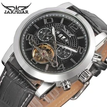 Модные JARAGAR мужские роскошные Брендовые Часы, автоматические механические наручные часы с кожаным ремешком, Подарочная коробка, Relogio relegees
