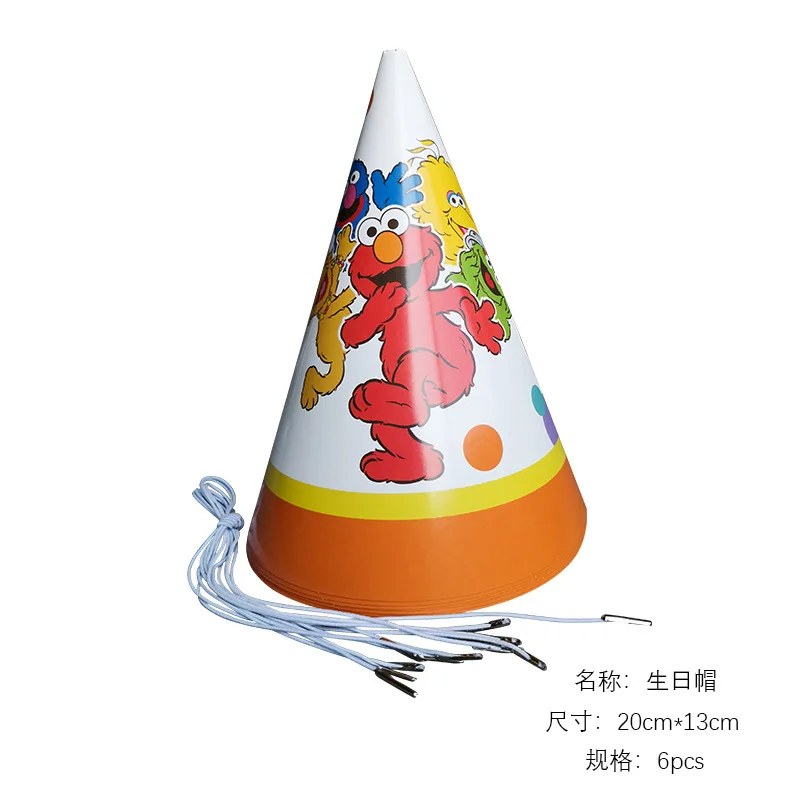 Мультяшные уличные вечерние принадлежности с изображением кунжута Elmo одноразовая Праздничная посуда для украшения дня рождения бумажные салфетки детский душ - Цвет: hats 6pcs