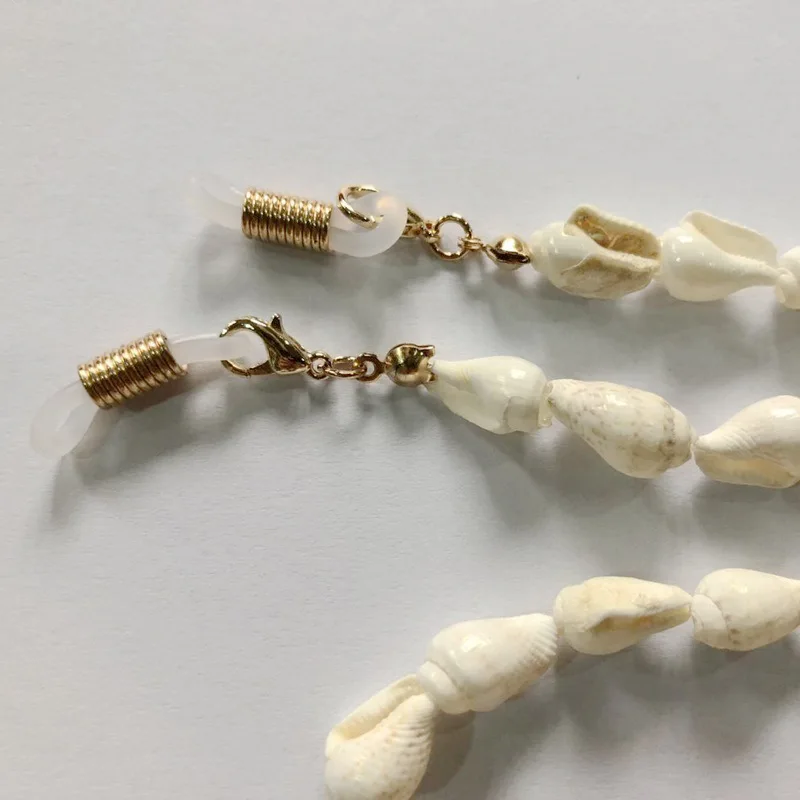 Простой стиль белый маленький Конч цепочка для очков Модные противоскользящие очки шнур шнурок золотой внешней торговли поперечной границы
