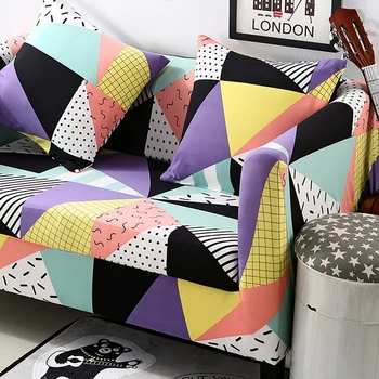 

Lychee Geometric Printed Elastic Sofa Cover Universal Polyester Slipcover 1/2/3/4 Seater Stretch Couch Cover for Living Room