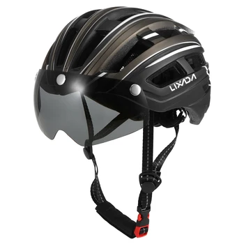 

2020 Cycling Helmet With Removable Visor Goggles Sports Ultralight Road Mountain Bike with Taillight In-mold Mtb Bicycle Helmet