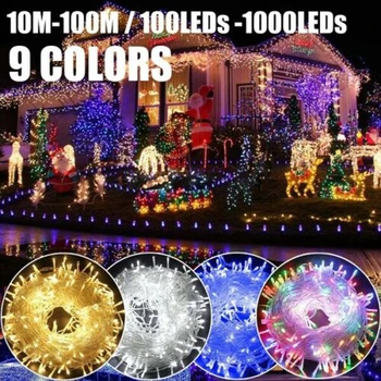 

plug in 10m 50m 100m Flexible AC 220V 110V Waterproof LED Fairy String Light Garland Party Wedding Christmas LED Chain EU plug