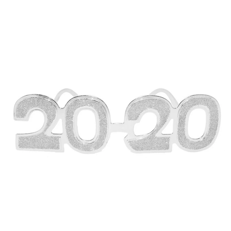 Серебристый New Year Eyeglass Funny Glitter Plastic Eyewear New Year's Eve Party Glasses Photo Prop Happy New Year Party - Цвет оправы: Серебристый