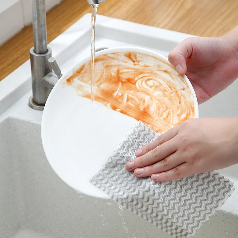 

50pc/volume Oil-removing Disposable Dish Cloth Household Lazy Paper Rags Wet and Dry Non-oily Household Cleaning Cloth