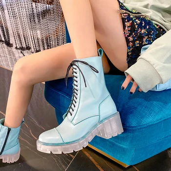 

new 2020 genuine cow leather ankle boots for women shoes sexy high heels platform white zipper riding boots casual shoes 34-40