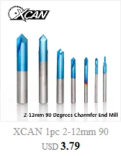 XCAN 1 шт. 2-12 мм 90 градусов нано с синим покрытием фаски концевые фрезы станок с ЧПУ фрезы 2 флейты концевой фрезы Карбид Концевая фреза
