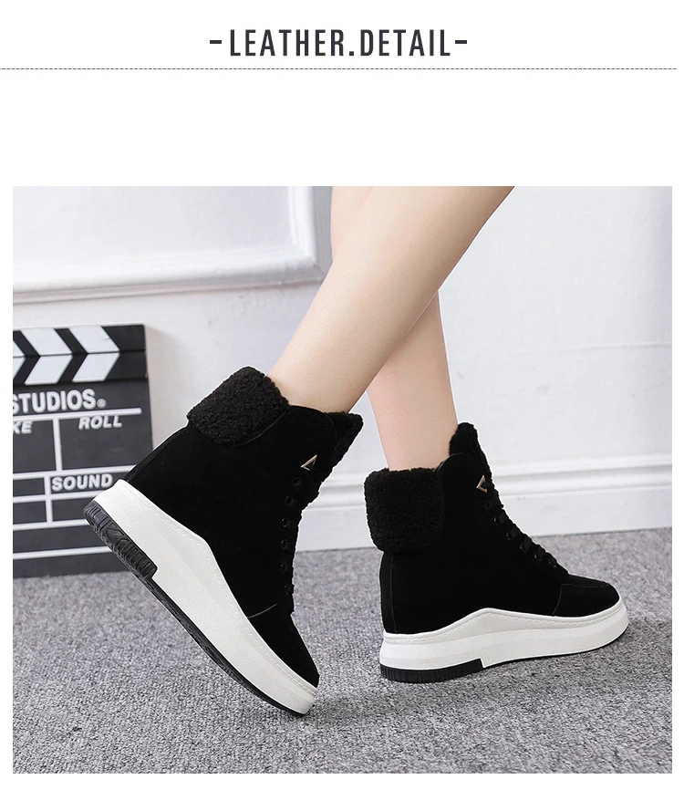 SWYIVY Chaussure Femme; обувь на танкетке из нубука; женские зимние ботинки; коллекция года; черные женские ботильоны; зимняя женская обувь; ботинки на платформе