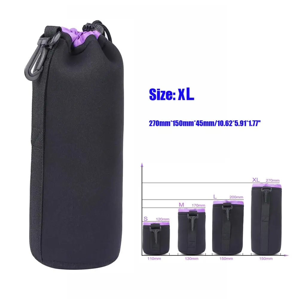 Purple XL Водонепроницаемый чехол для объектива камеры, неопреновый противоударный мягкий чехол для объектива видеокамеры, плотный чехол для объектива SLR камеры, 4 размера - Цвет: Purple XL