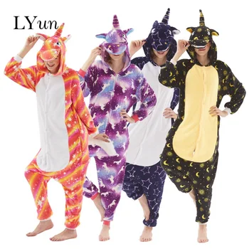 

LYun Adult pajamas ladies flannel pajamas home service kigumi unicorn chinchillas cartoon animal pajamas cute one-piece pajamas