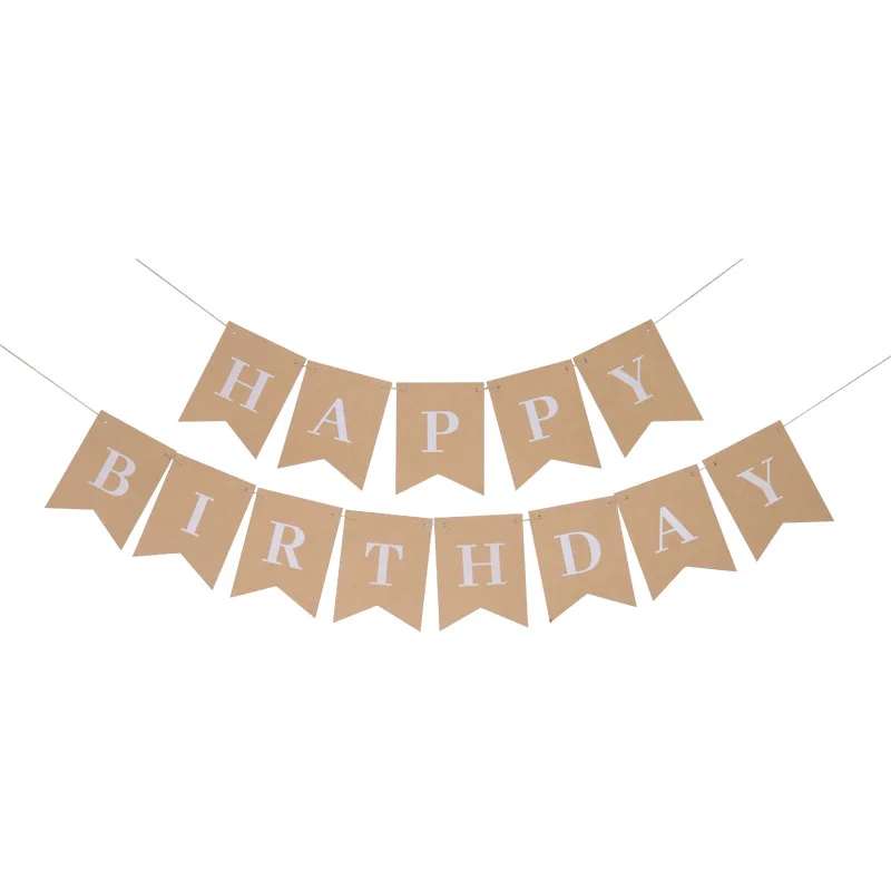 Pancarta de papel Kraft, decoración de feliz cumpleaños, banderines de  guirnalda de cola de pez, suministros para fiestas de cumpleaños -  AliExpress