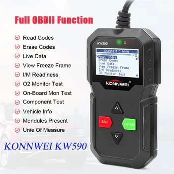 

OBD Diagnostic Tool KONNWEI KW590 Car Code Reader automotive OBD2 Scanner Support Multi-Brands Cars&languages PK AD310 elm327
