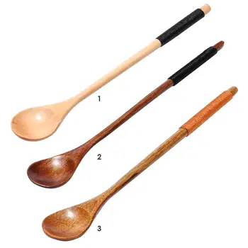 

Long Handle Spoon Wood Rice Soup Dessert Coffee Tea Mixing Kitchen Tools