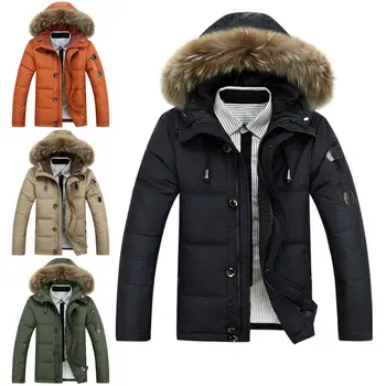 

Winter Men Down Jacket Collar Hooded Thick Parka Down Coat Men Winter Jacket Plus Size Snow Warm Parka Coat Christmas clothing