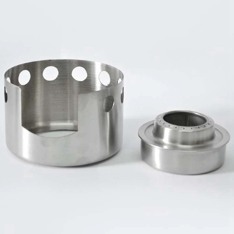 Outdoor Cooking Furnace Liquid Solid Alcohol Stainless Steel Portable Camping Small Circular Alcohol Furnace With Cover