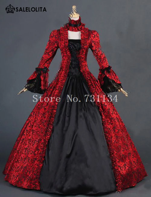 Vestido Rojo Floral brocado victoriano Colonial, vestidos de gala de época  victoriana Steampunk, vestido de fiesta personalizado para mujer|Vestidos|  - AliExpress