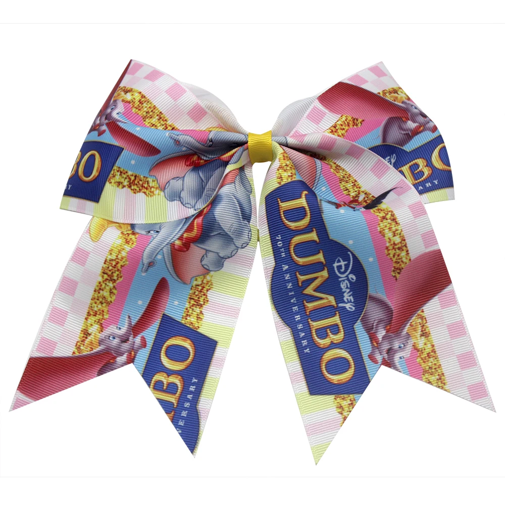Новые 7 дюймовые милые мультяшные дамбо банты для волос девушки cheer банты эластичные резинки для волос полиэстер ленты детские волосы для девочек аксессуары подарок