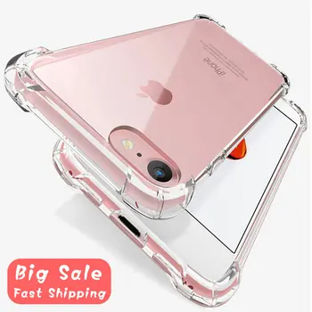 

Shockproof Silicone Phone Case For iPhone 7 8 6 6S Plus 7 Plus XS Max XR 11 Pro SE 2020 Case Transparent Protection Back Cover