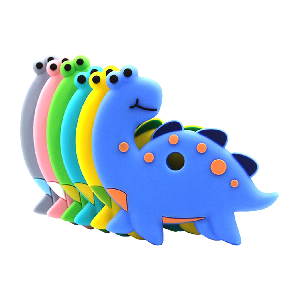 

Dinosaur Teether BPA Free Food Grade Silicone Teether Teething Cute Cartoon Animal Shape Easy To Clean Train Baby Chewable Toys