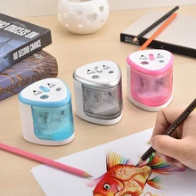 Apontador de lápis automático de dois furos interruptor de toque elétrico apontador de lápis para lápis coloridos artigos de papelaria escritório escola supplie