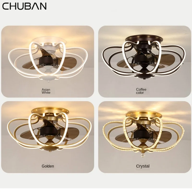 

Modern Ceiling Fan Light Bedroom Ceiling Lights Living Room Fan Lamp Integrated LED Fan Light for Restaurant Decor DC 85-265V