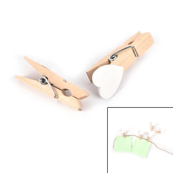 

10Pcs Mini Sweet Love Heart Shape Wooden Clips Message Photo Holder Paper