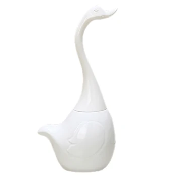 

New Ceramic Plastic Swan Toilet Brush Holder Creative Bathroom Funny Household Cleaning Tool Cleaning Brush—White