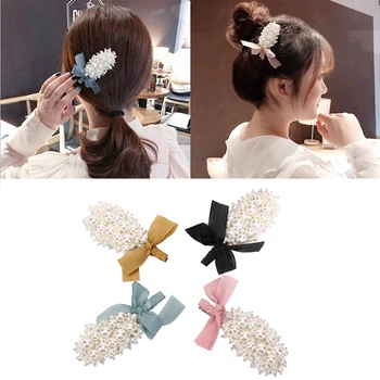

Fashion Girl Hair Claw Geometric Imitation Pearl Hairpin Crab Retro Heart Shape Crystal Hair Clips Hair Accessories For Women