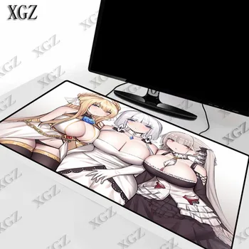 

XGZ Sexy Girl Breasts Gaming Computer Mouse Pad Large Anime Lock Edge Mat Big Desk for Laptop PC Game Waterproof XXL
