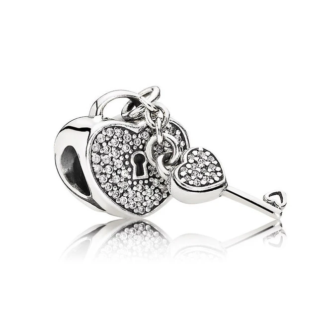 

100% 925 sterling silver 1:1 authentic 791429cz lock pave silver charm with original female cubic zirconia bracelet