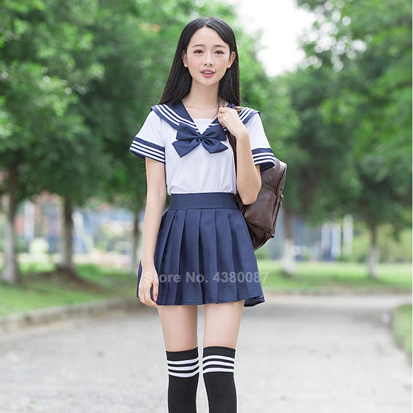 Японский стиль, школьная форма для девочек, Женский костюм синий, женский сексуальный темно-синий костюм JK, Матросская блузка, плиссированная юбка, комплект