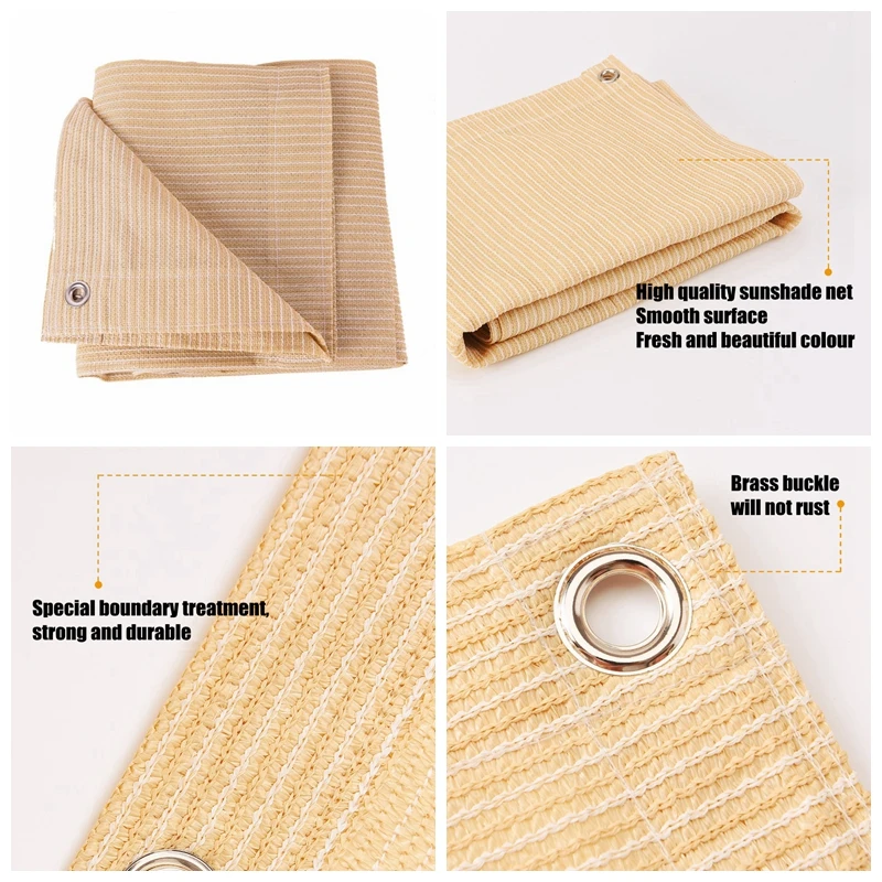 

Custom size 0.98x2.68m Beige Anti-UV HDPE Sunshade Net Shading Net 50cm hole