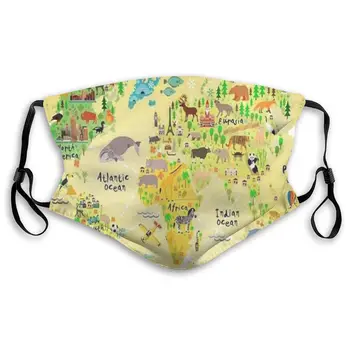 

Cartoon Animal World Map Masks With filter Washable & Reusable Anti Dust Breathable Mask With Adjustable Ear Loops